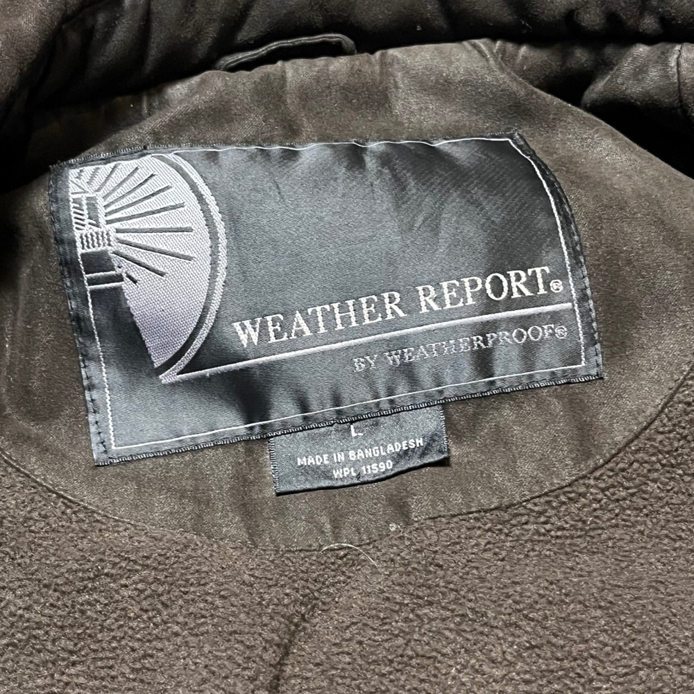 Weather Report by Weatherproof Bomber Jacket Large Brown Faux Suede Full Zip - Picture 3 of 13